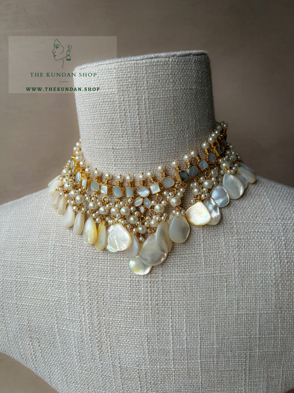Calm in Mother of Pearl Necklace Sets THE KUNDAN SHOP 