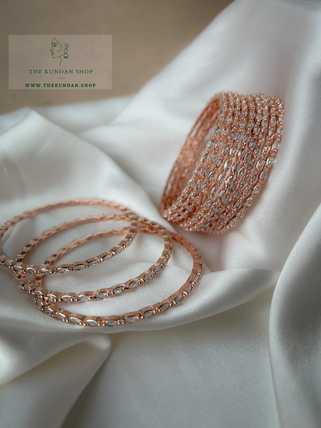 Thin Rose Gold AD Bangles Bangles THE KUNDAN SHOP