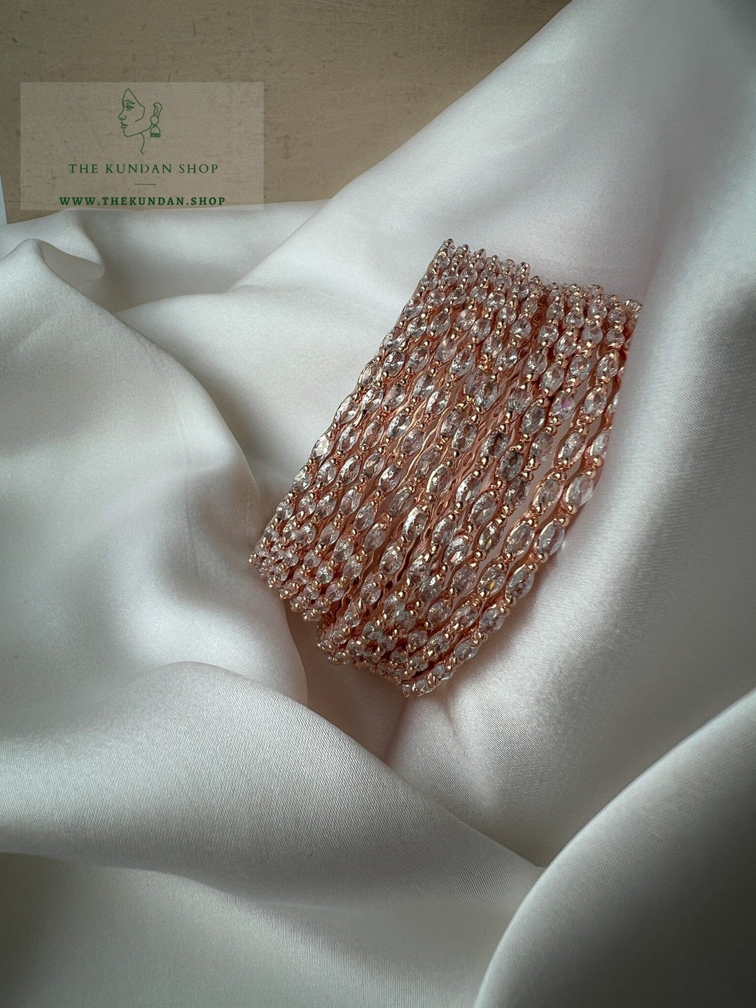 Thin Rose Gold AD Bangles Bangles THE KUNDAN SHOP