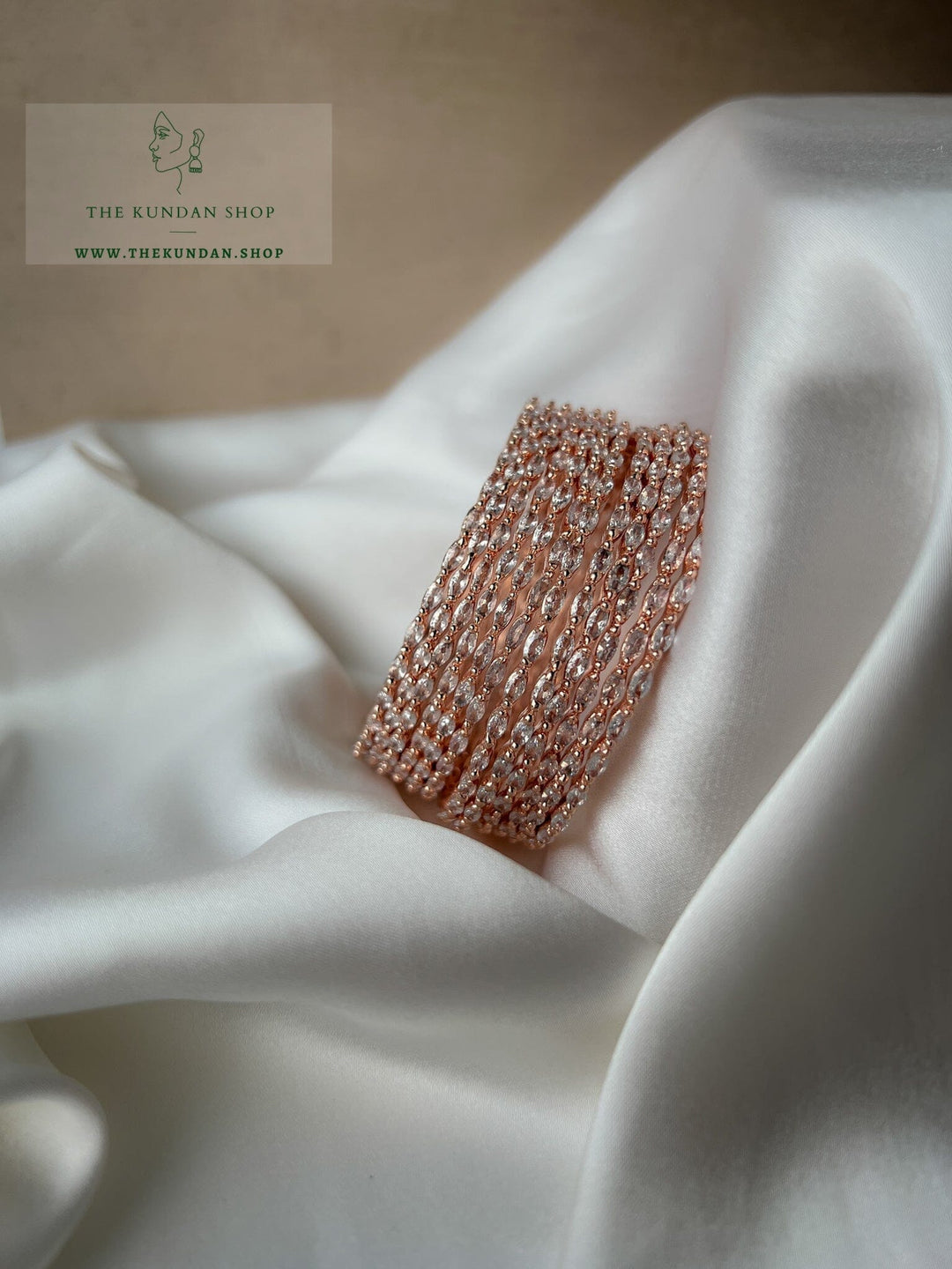 Thin Rose Gold AD Bangles Bangles THE KUNDAN SHOP