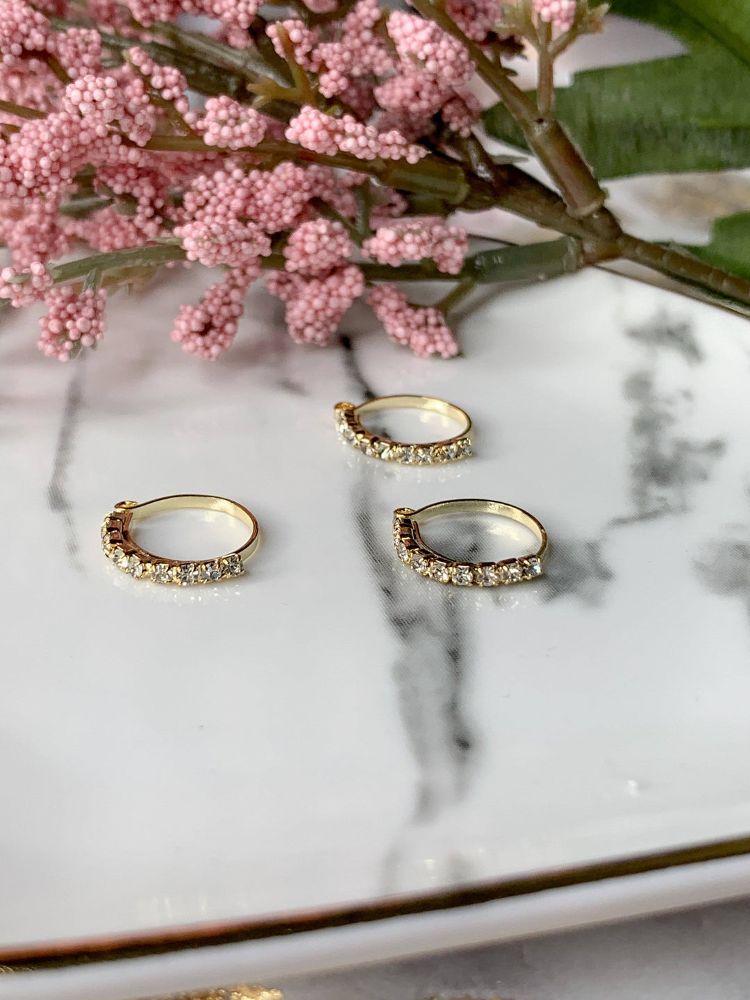 Half Moon Rhinestone Clip On Nose Pin Naath THE KUNDAN SHOP