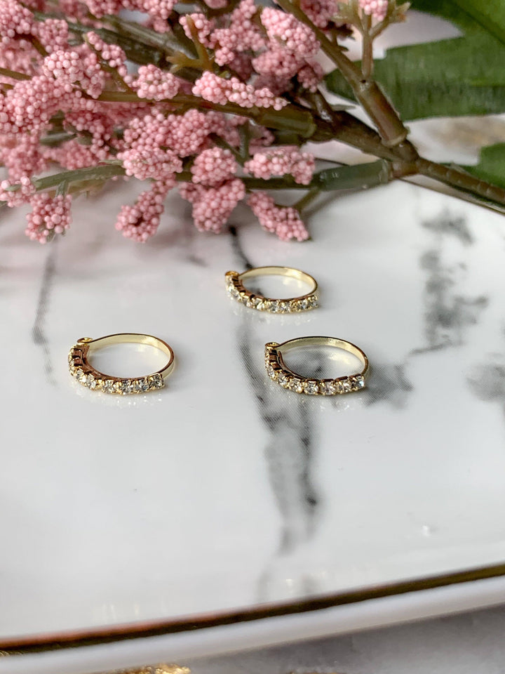 Half Moon Rhinestone Clip On Nose Pin Naath THE KUNDAN SHOP