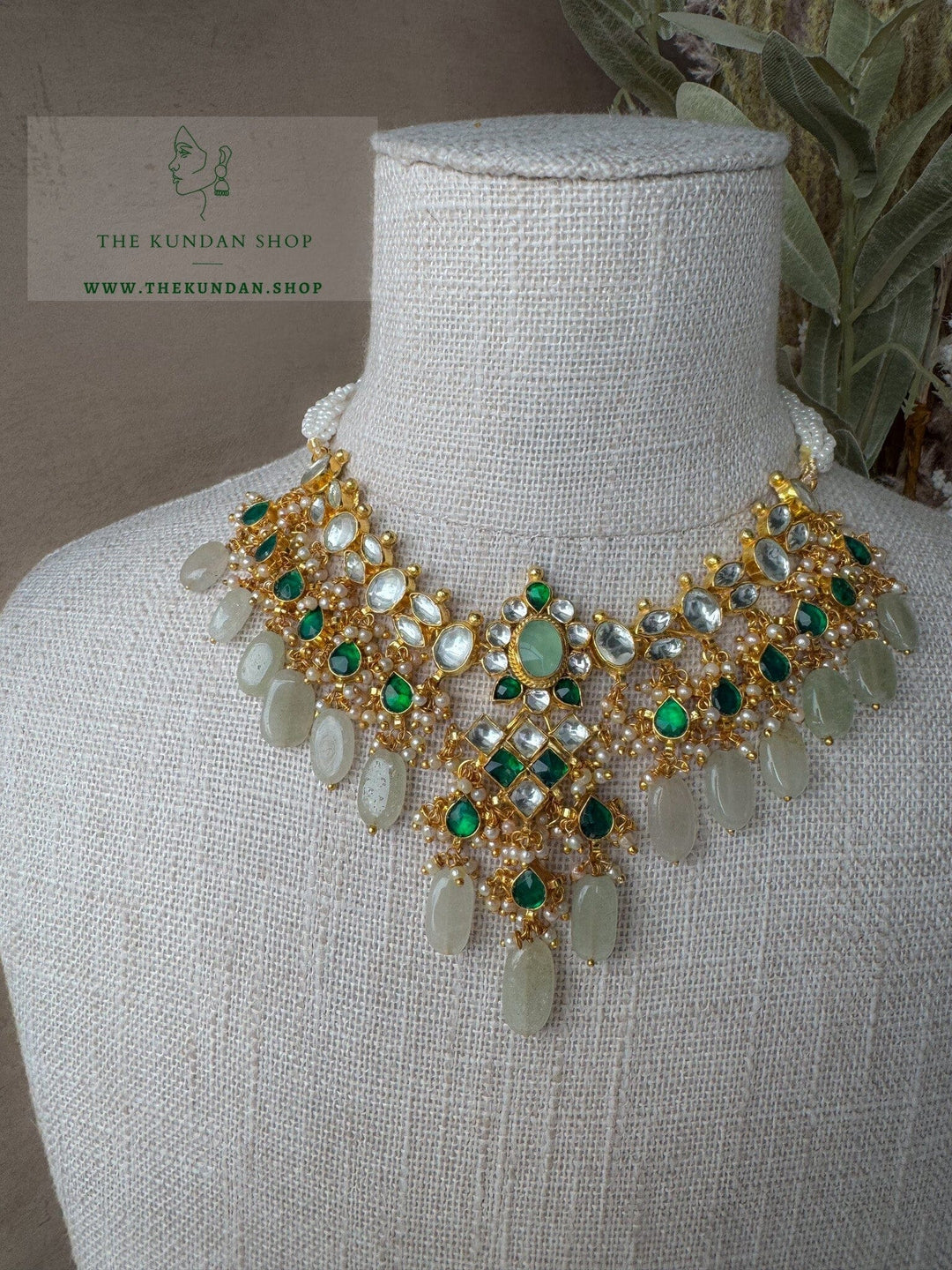 Floral Kundan in Emerald & Mint 2.0 Necklace Sets THE KUNDAN SHOP 