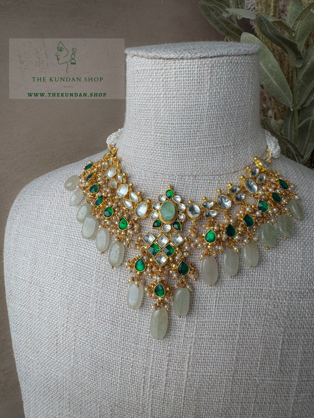 Floral Kundan in Emerald & Mint 2.0 Necklace Sets THE KUNDAN SHOP 