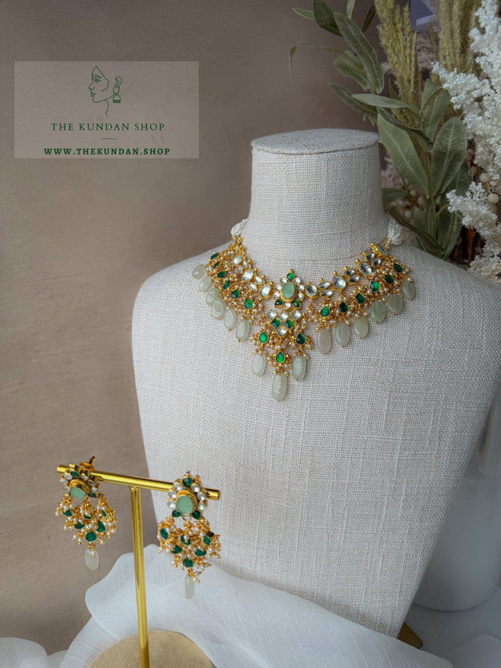 Floral Kundan in Emerald & Mint 2.0 Necklace Sets THE KUNDAN SHOP 