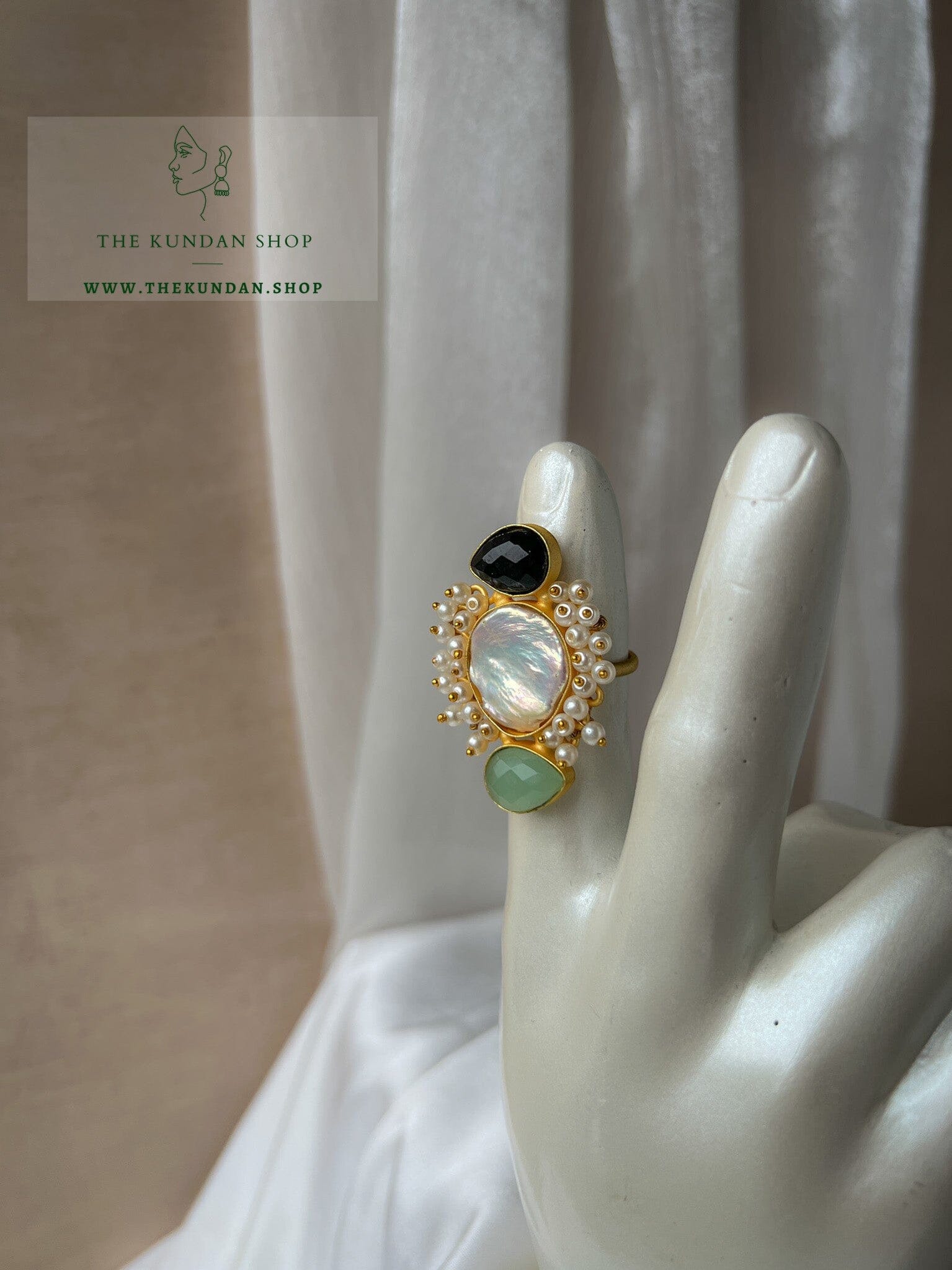 Trio Stone Ring Ring THE KUNDAN SHOP 