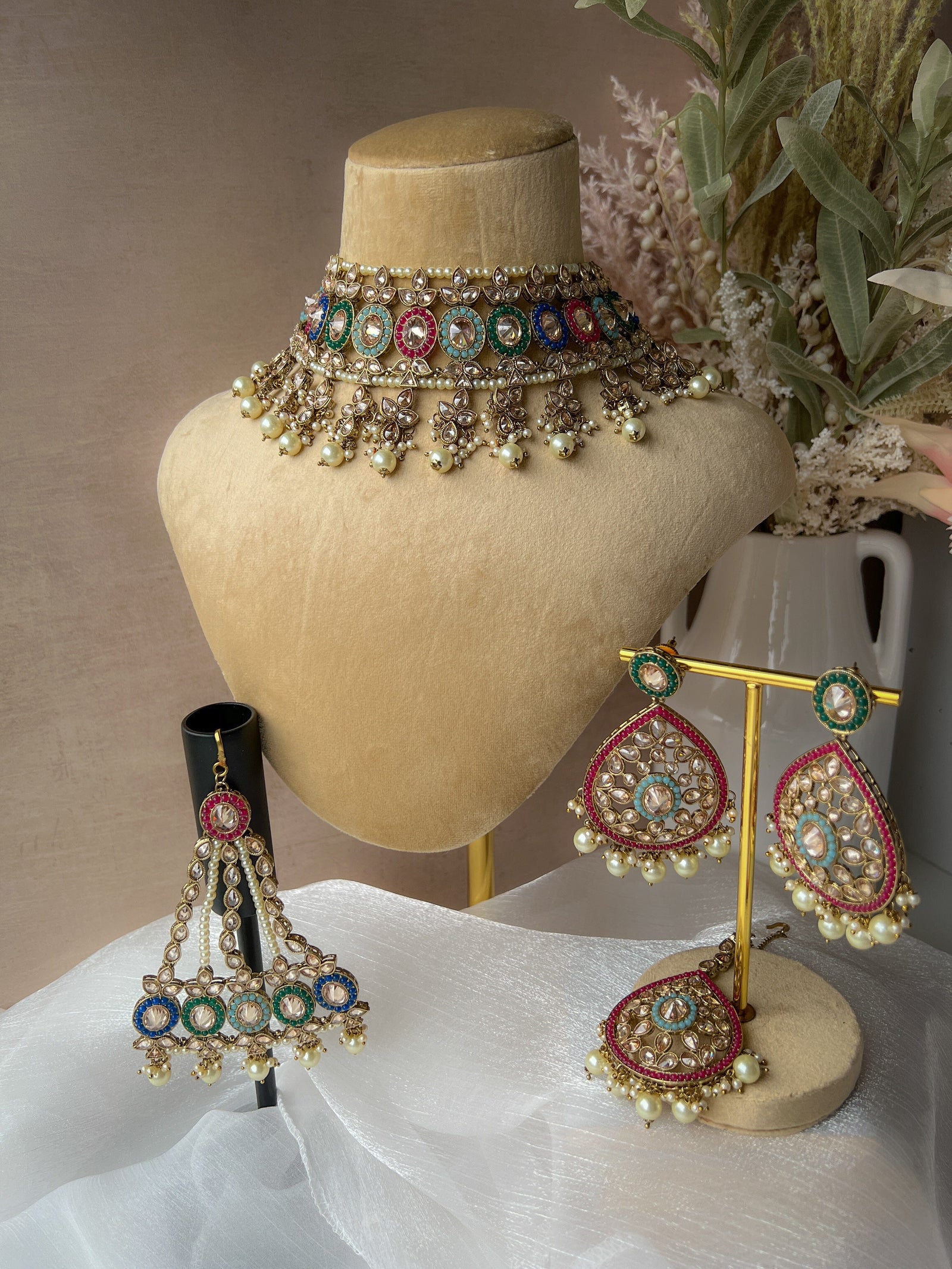 Dignify Set in Multi Necklace Sets THE KUNDAN SHOP 