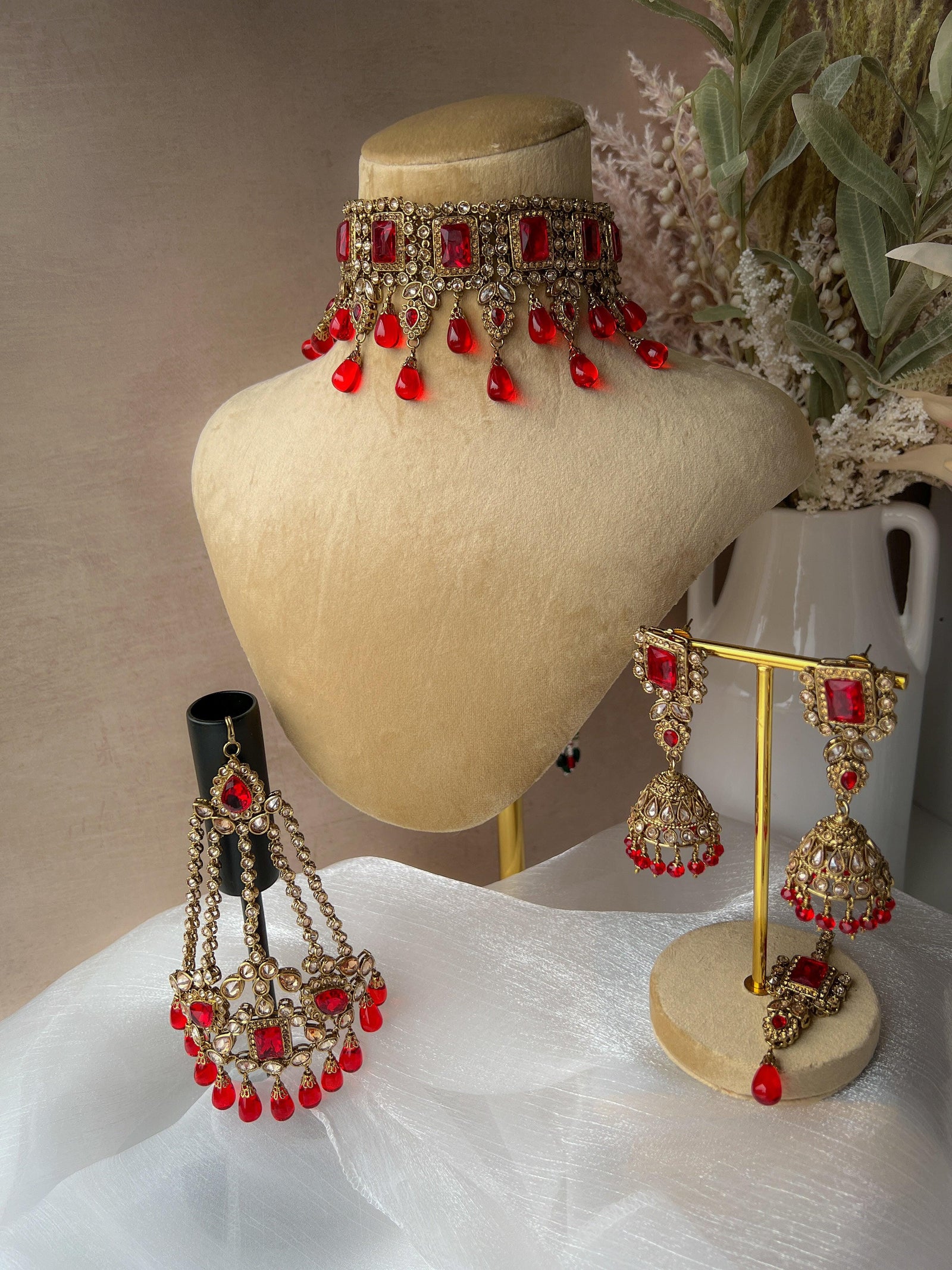 Fearless in Red Necklace Sets THE KUNDAN SHOP 