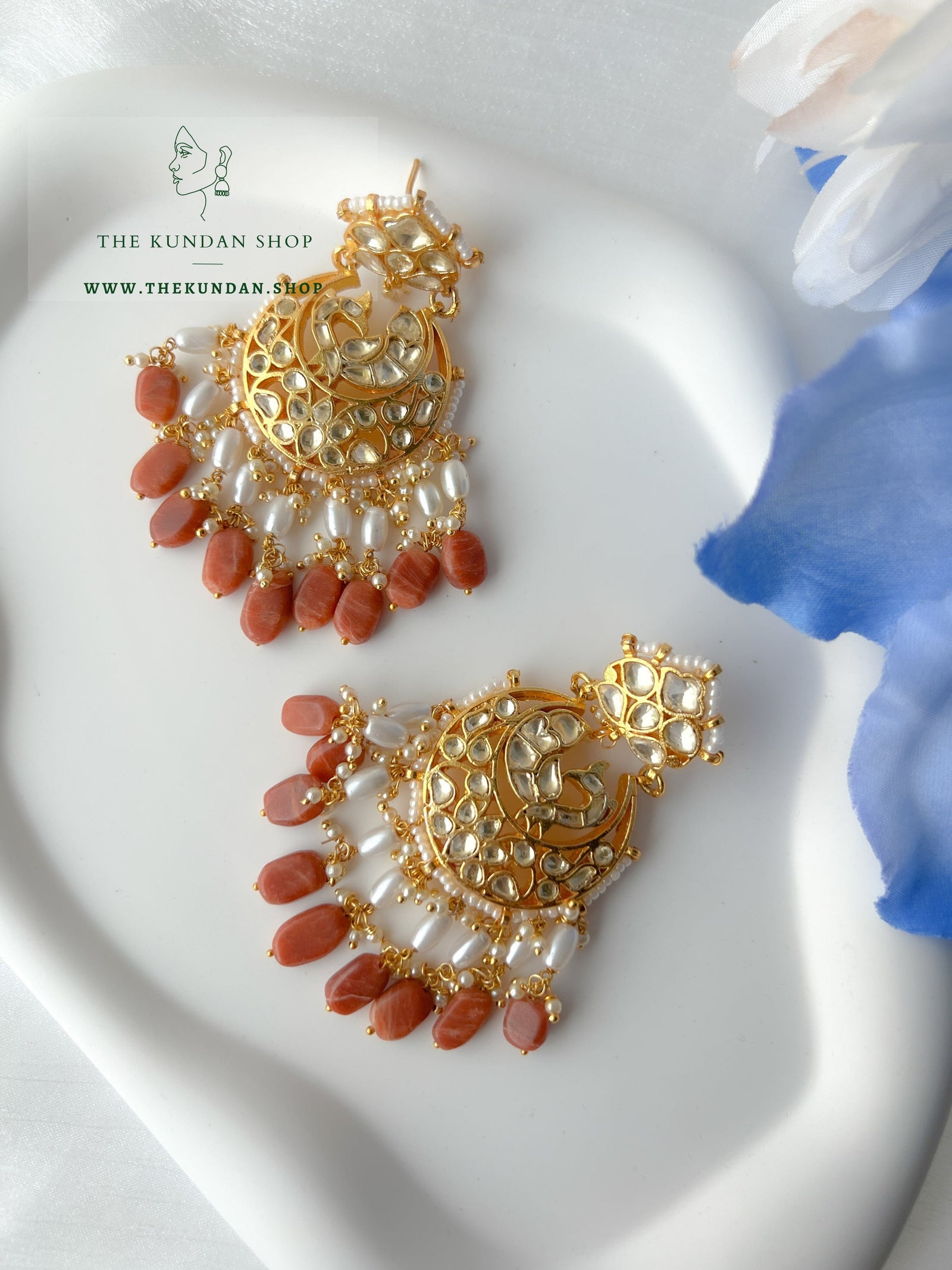 Genuine in Amber Earrings THE KUNDAN SHOP 