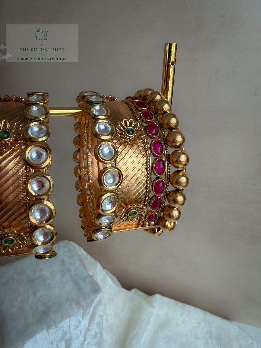 Antique Floral in PInk Bangles THE KUNDAN SHOP 