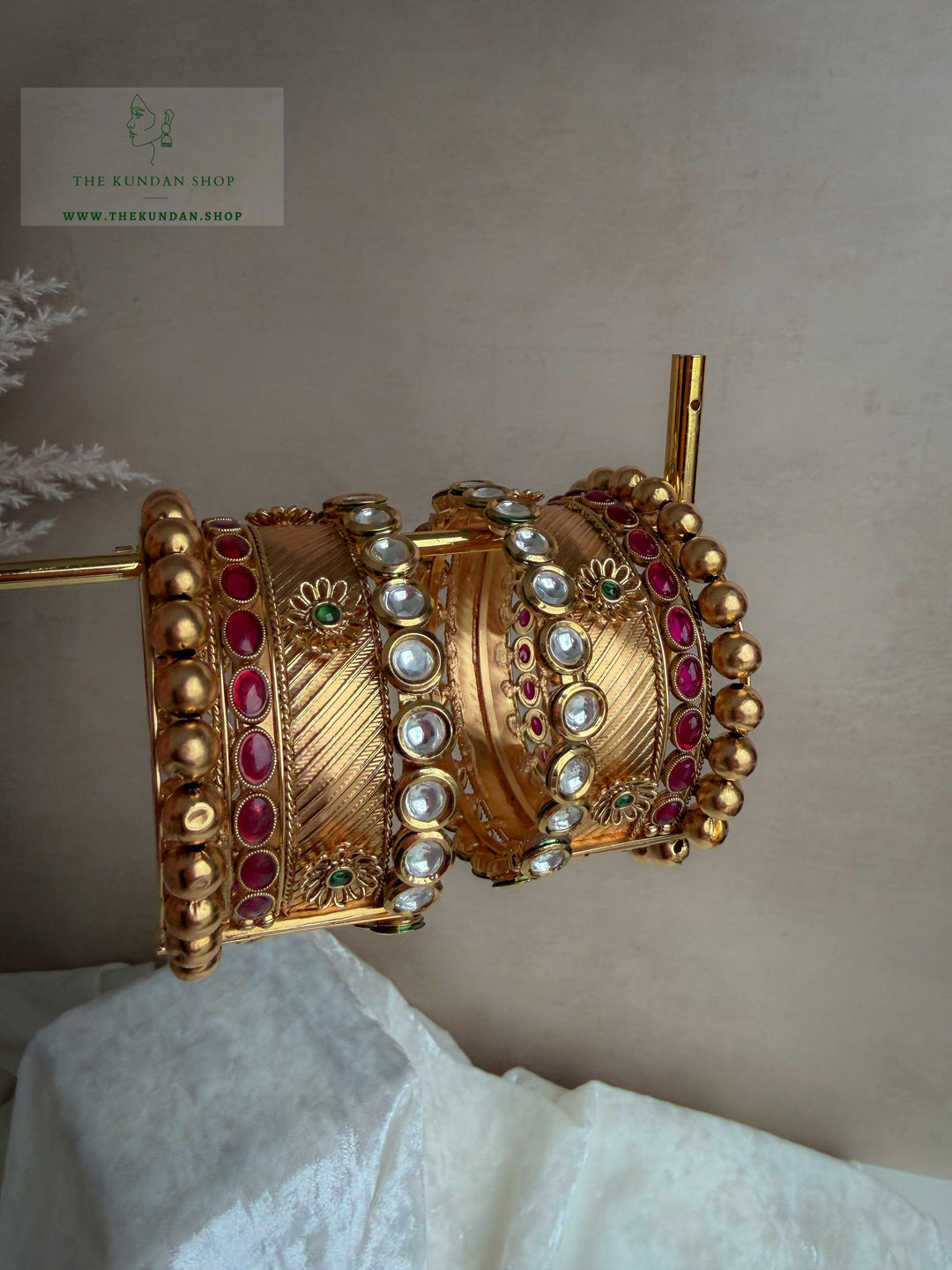 Antique Floral in PInk Bangles THE KUNDAN SHOP 