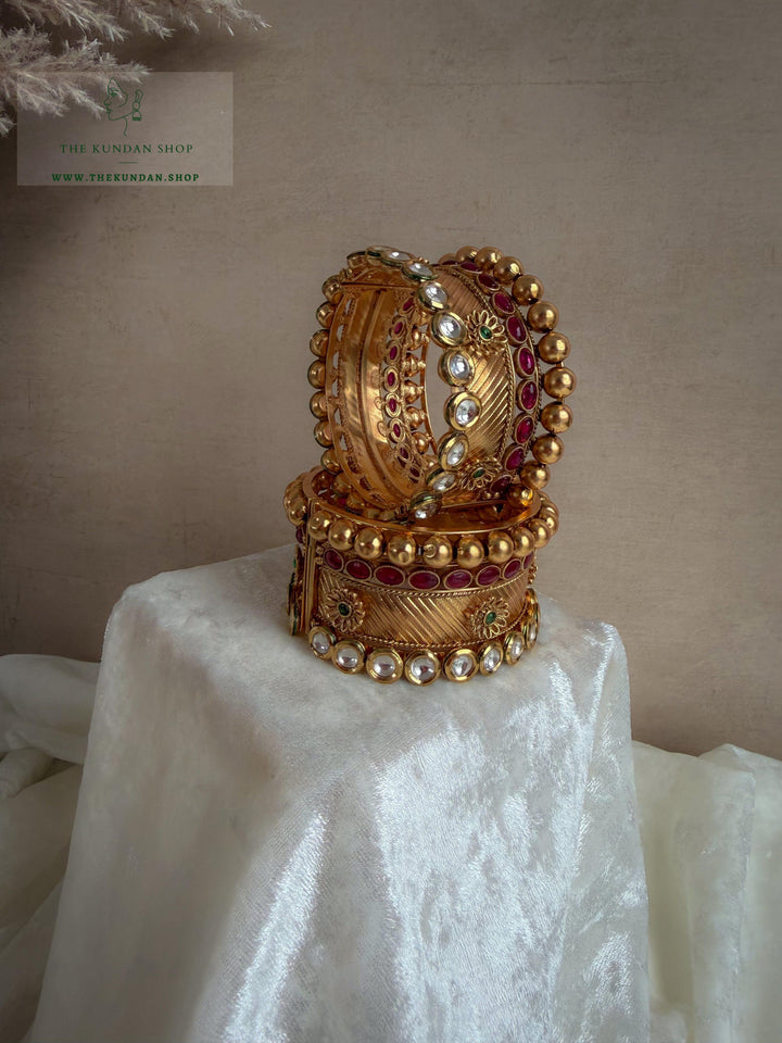Antique Floral in PInk Bangles THE KUNDAN SHOP 