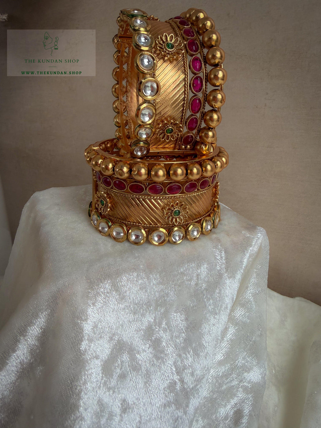 Antique Floral in PInk Bangles THE KUNDAN SHOP 