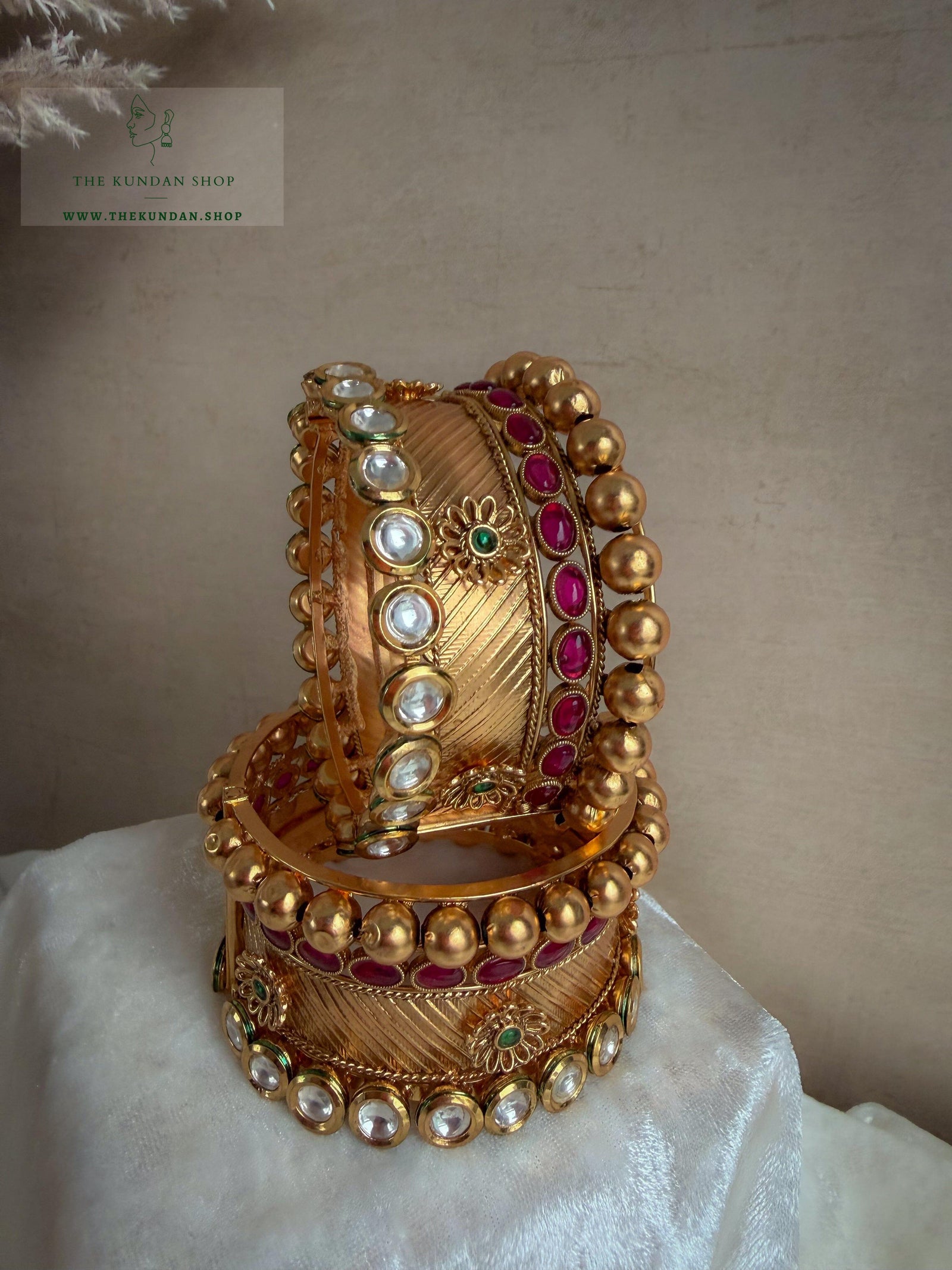 Antique Floral in PInk Bangles THE KUNDAN SHOP 