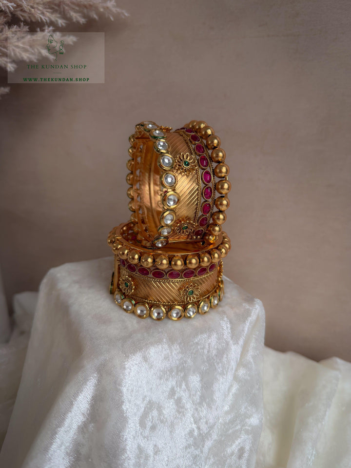 Antique Floral in PInk Bangles THE KUNDAN SHOP 