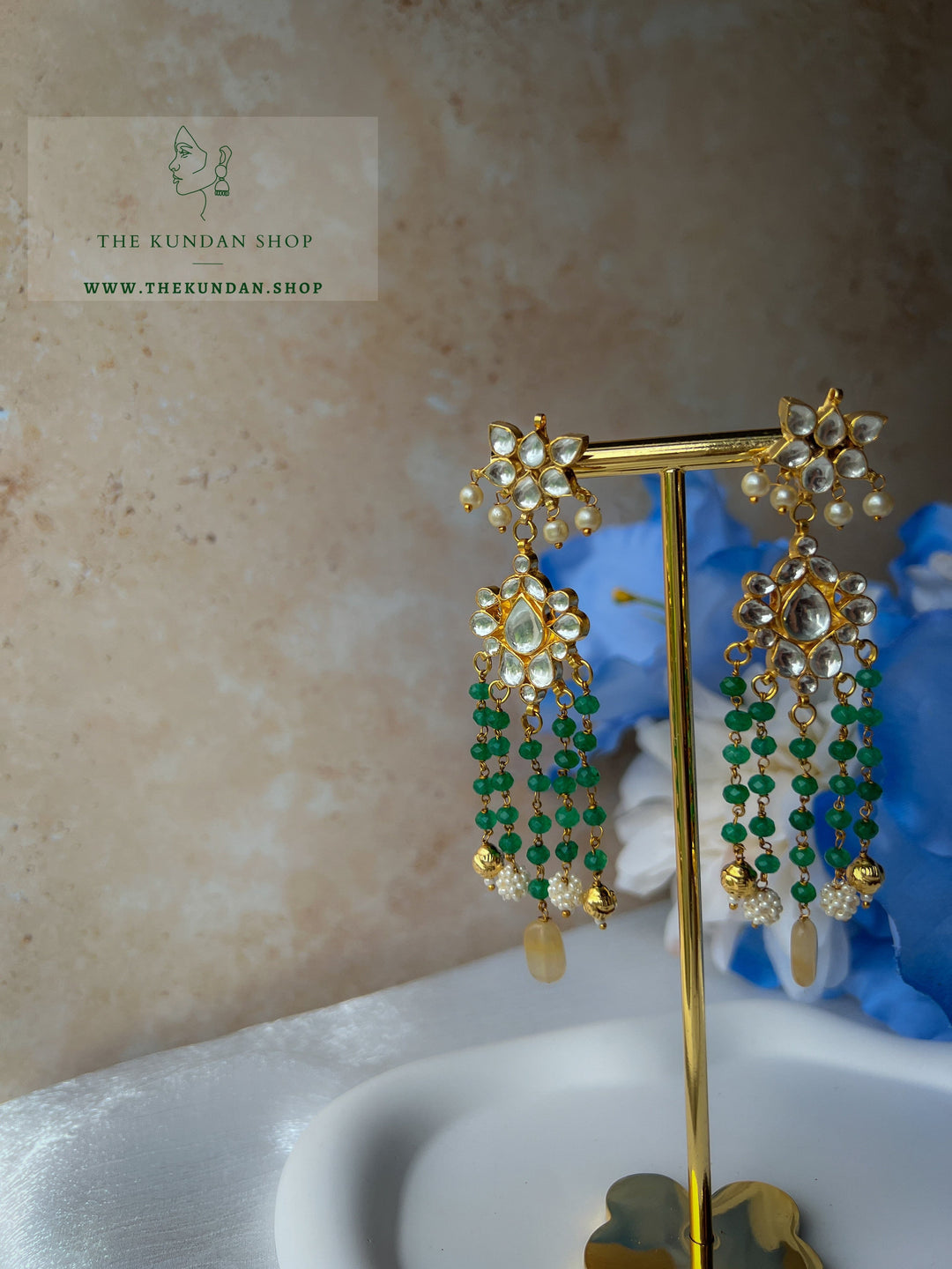 Deserved in Kundan Earrings THE KUNDAN SHOP Green 