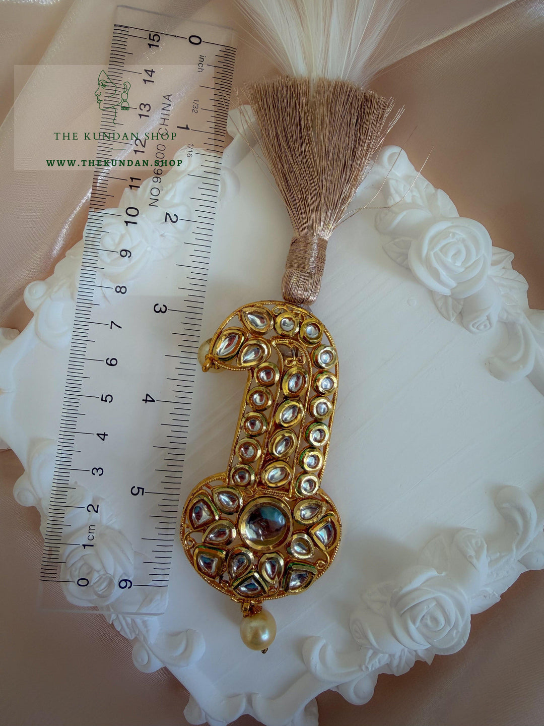 Prominent Center Beige Kalgi Kalgi THE KUNDAN SHOP 