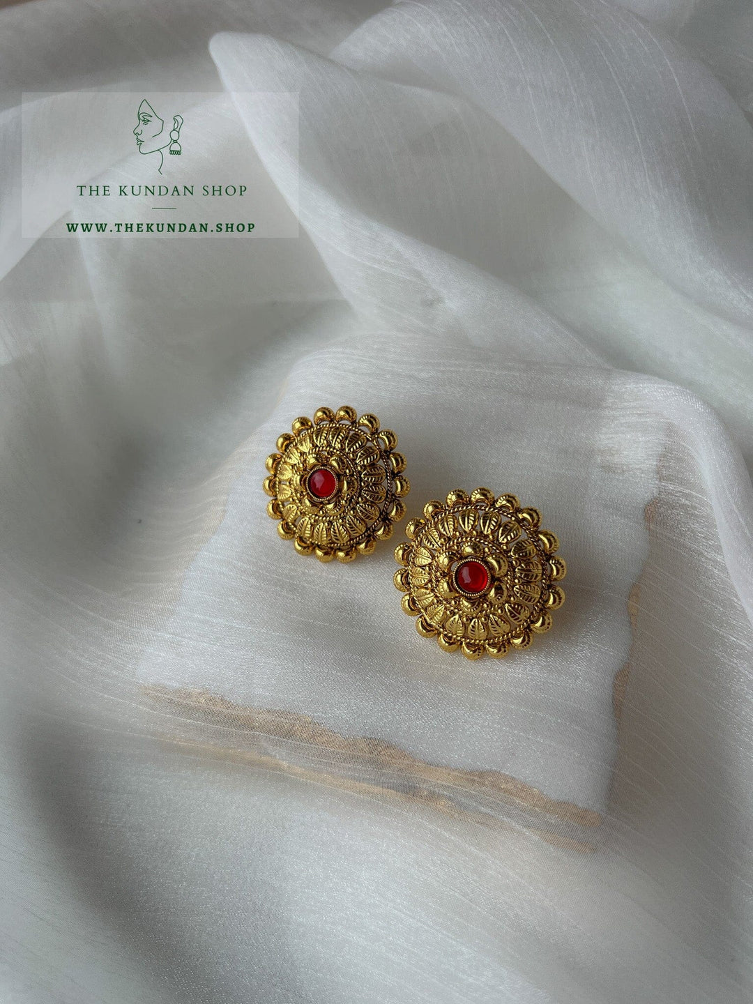 Slightest Vintage Studs Earrings THE KUNDAN SHOP Ruby 