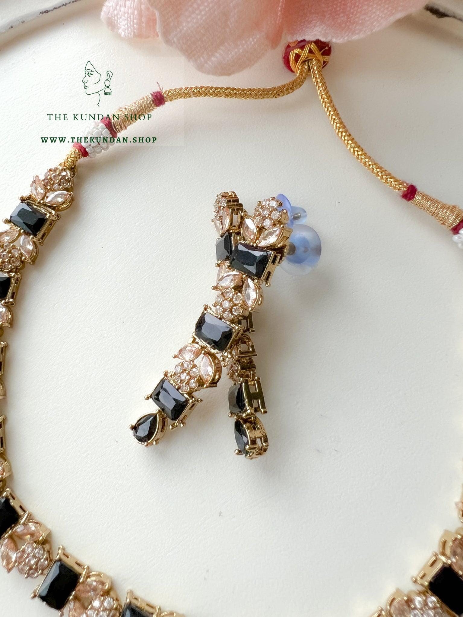 Interest Champagne in Black Necklace Sets THE KUNDAN SHOP 
