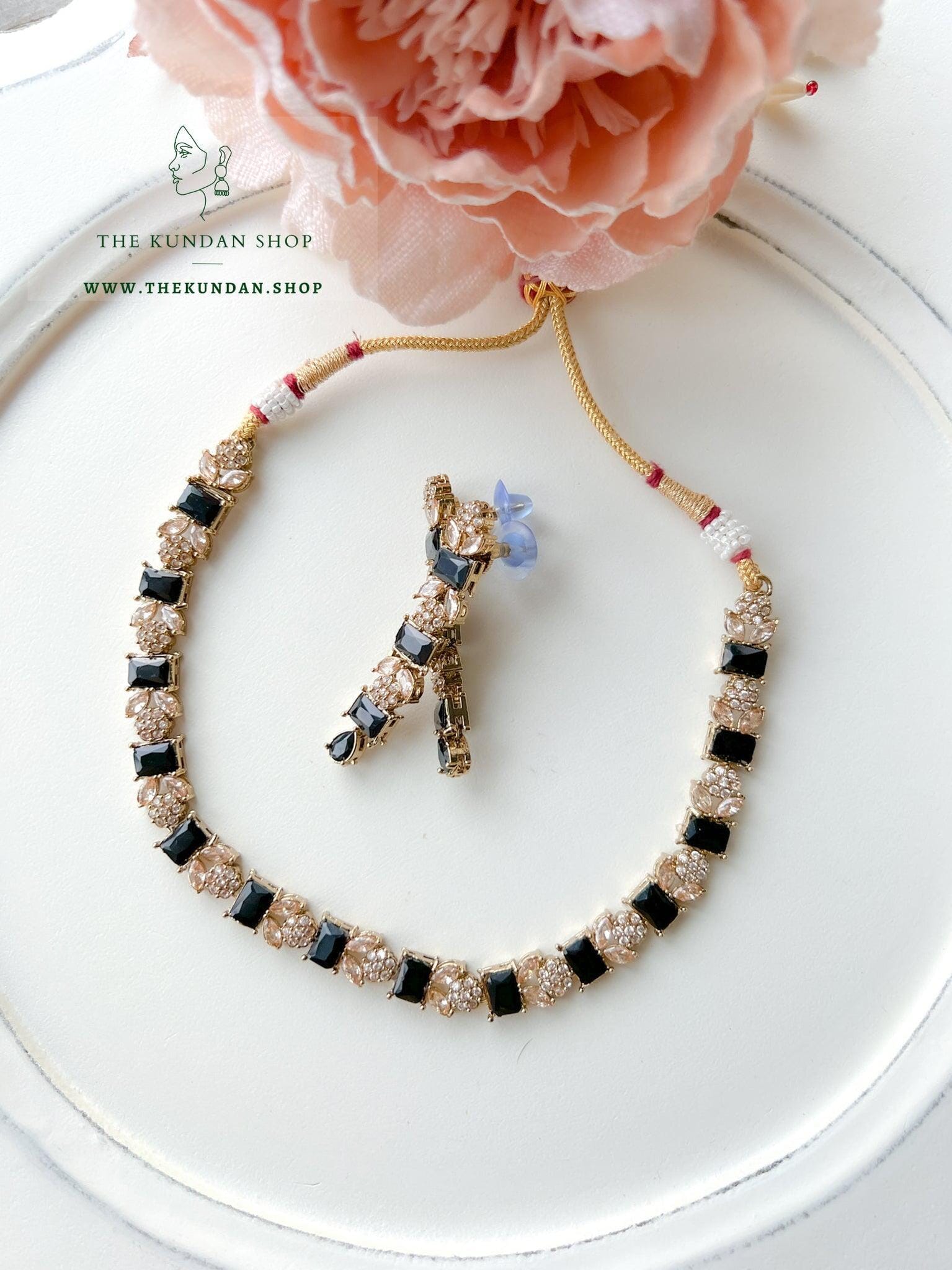 Interest Champagne in Black Necklace Sets THE KUNDAN SHOP 