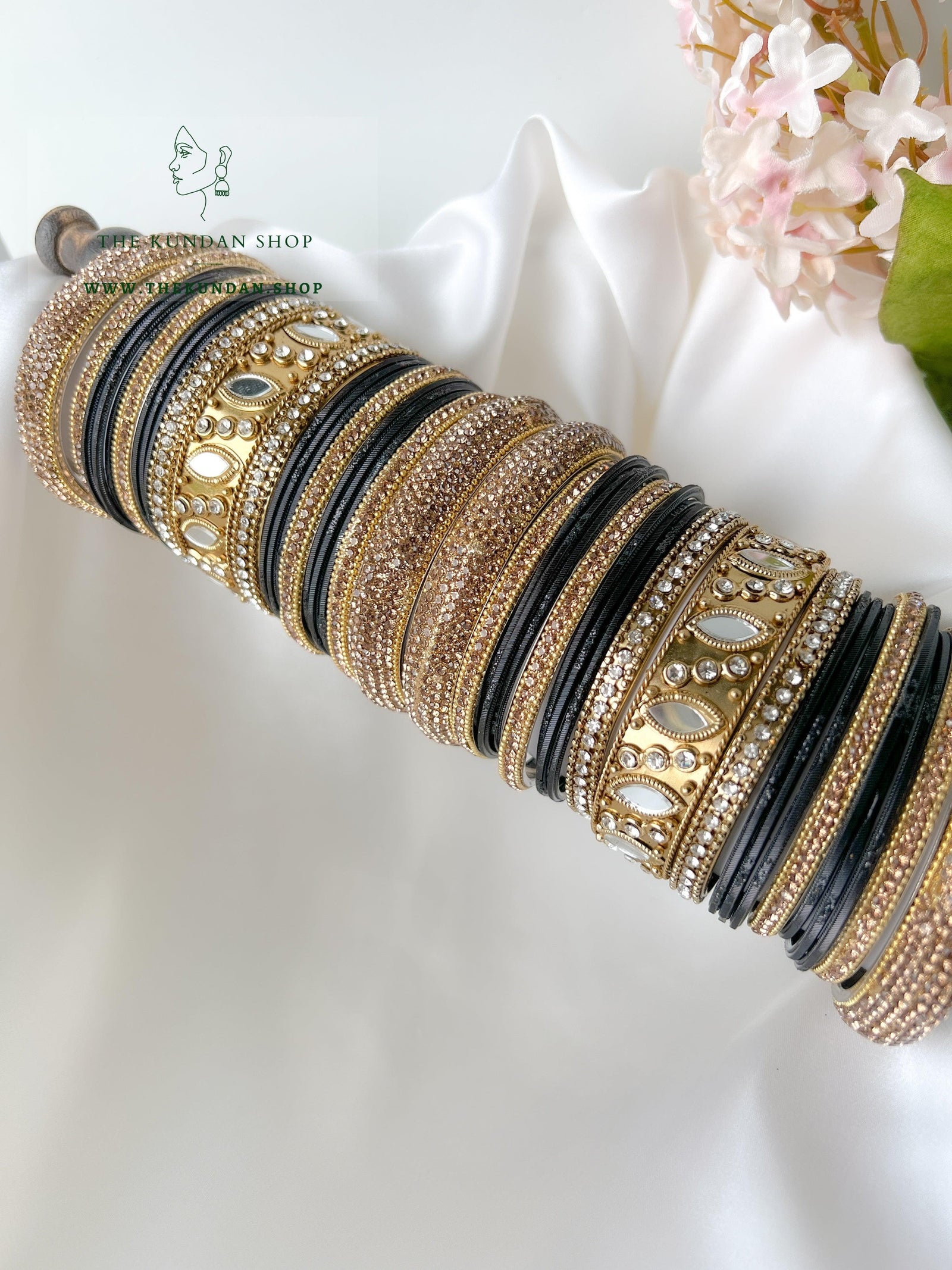 Marquee Sheesha Bangles in Black Bangles THE KUNDAN SHOP 