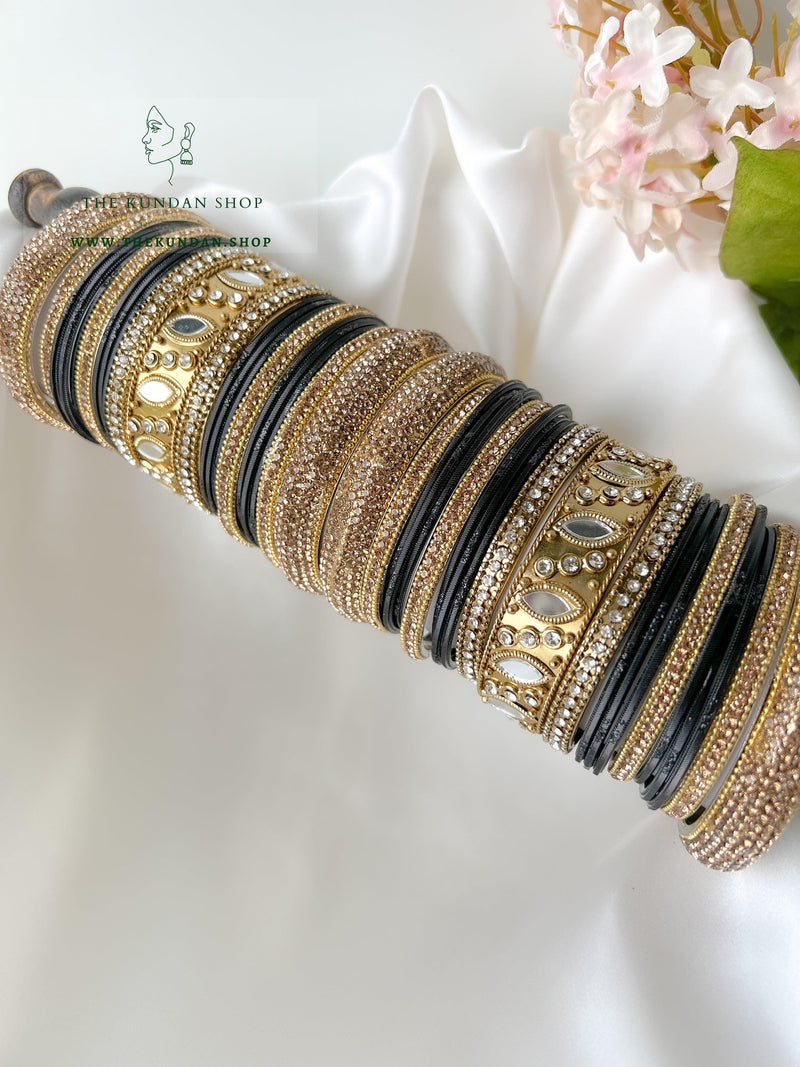 Marquee Sheesha Bangles in Black Bangles THE KUNDAN SHOP 