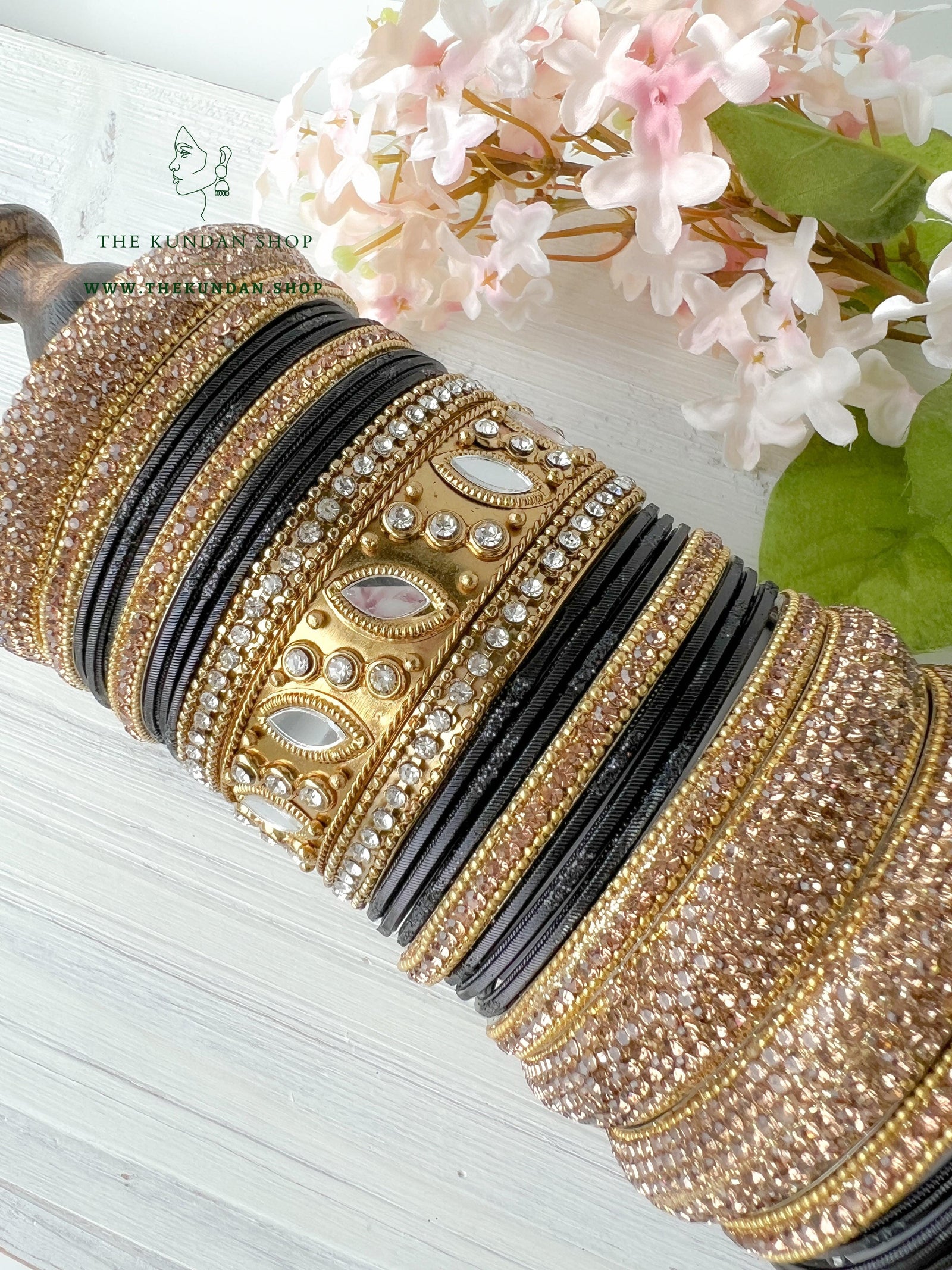 Marquee Sheesha Bangles in Black Bangles THE KUNDAN SHOP 