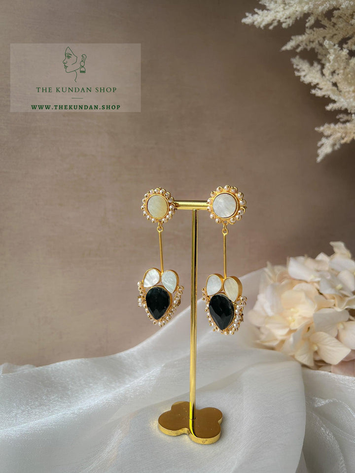 Secrets in Mother of Pearl Earrings THE KUNDAN SHOP Black 