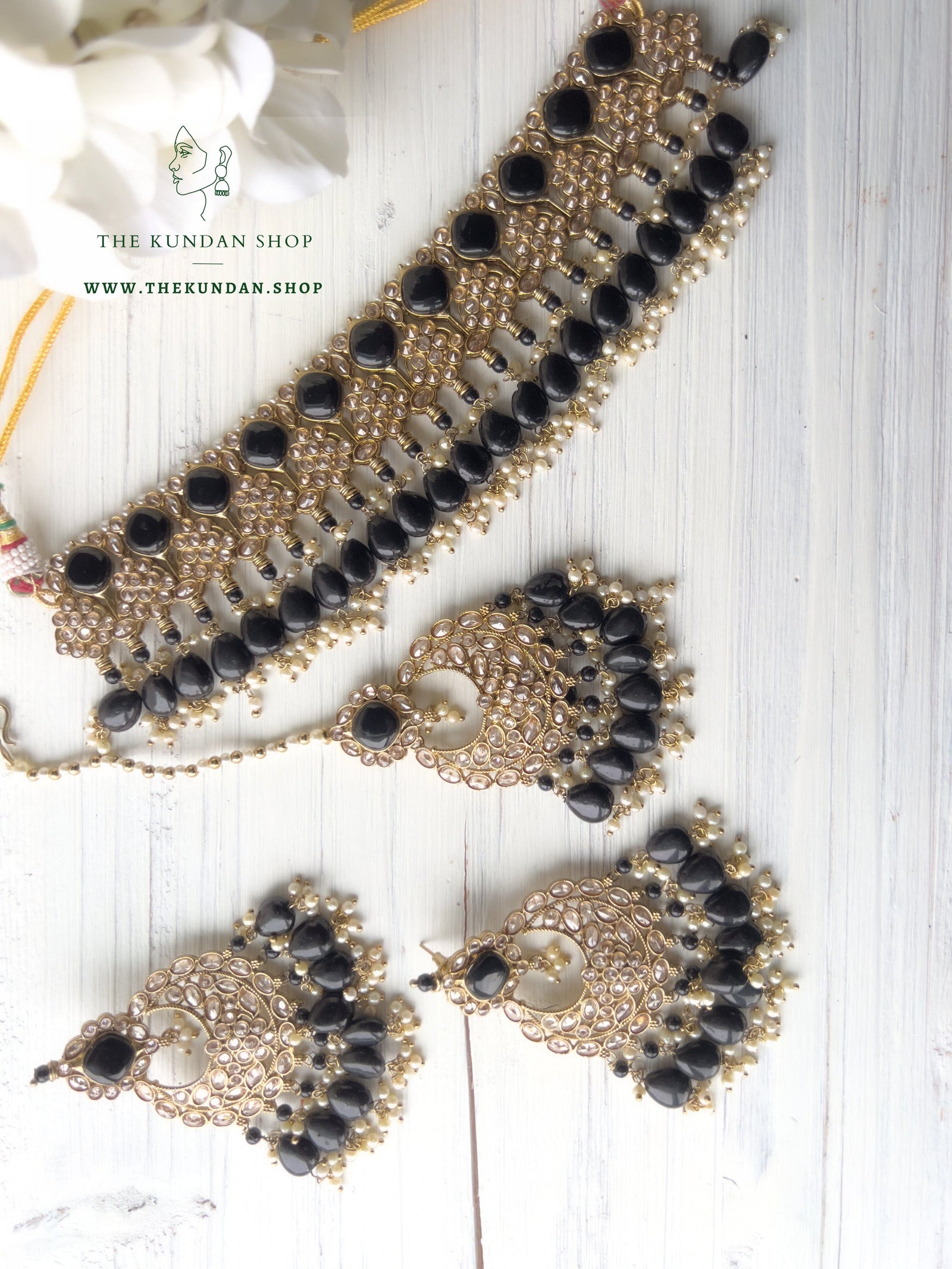 Fall Apart in Black Necklace Sets THE KUNDAN SHOP 