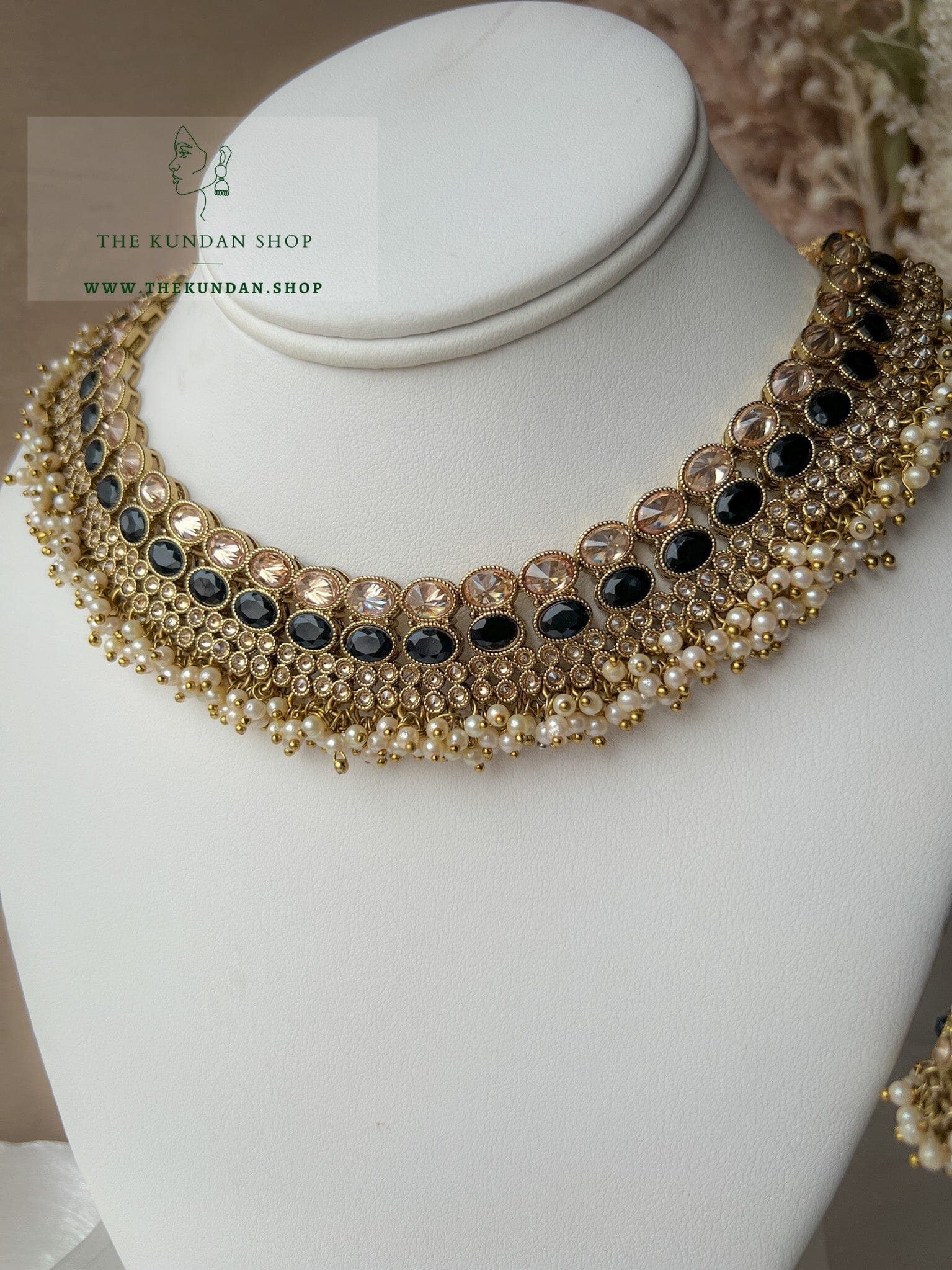Caring Polki in Black Necklace Sets THE KUNDAN SHOP 