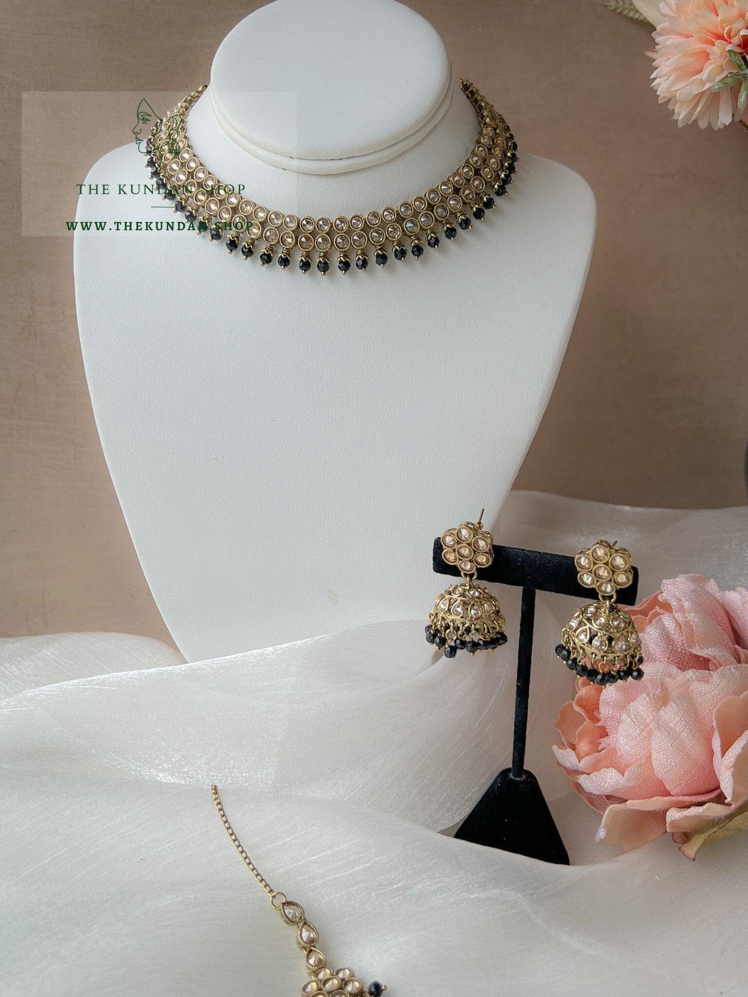Impress Polki in Black Necklace Sets THE KUNDAN SHOP 