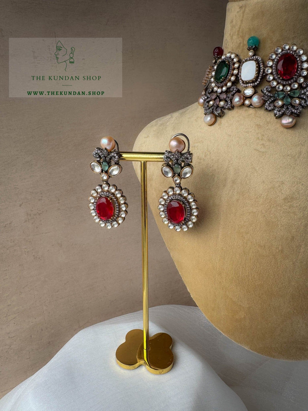 Instinct in Ruby & Green Necklace Sets THE KUNDAN SHOP 