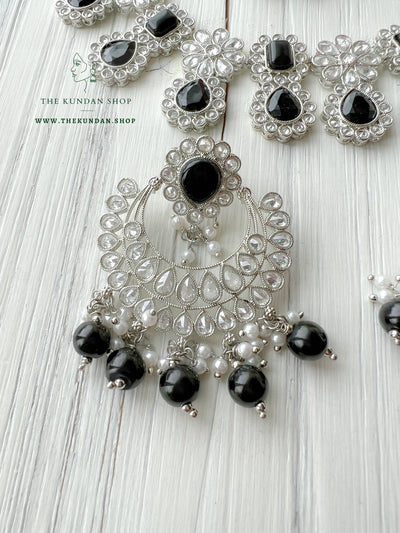 Heavenly Silver in Black Necklace Sets THE KUNDAN SHOP 