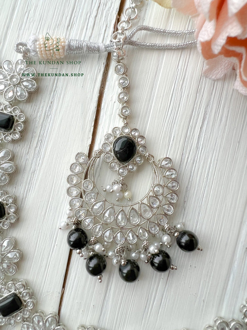 Heavenly Silver in Black Necklace Sets THE KUNDAN SHOP 