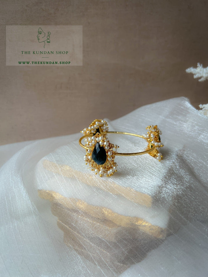 Black Tones &amp; Pearl Cuff Bangles THE KUNDAN SHOP 