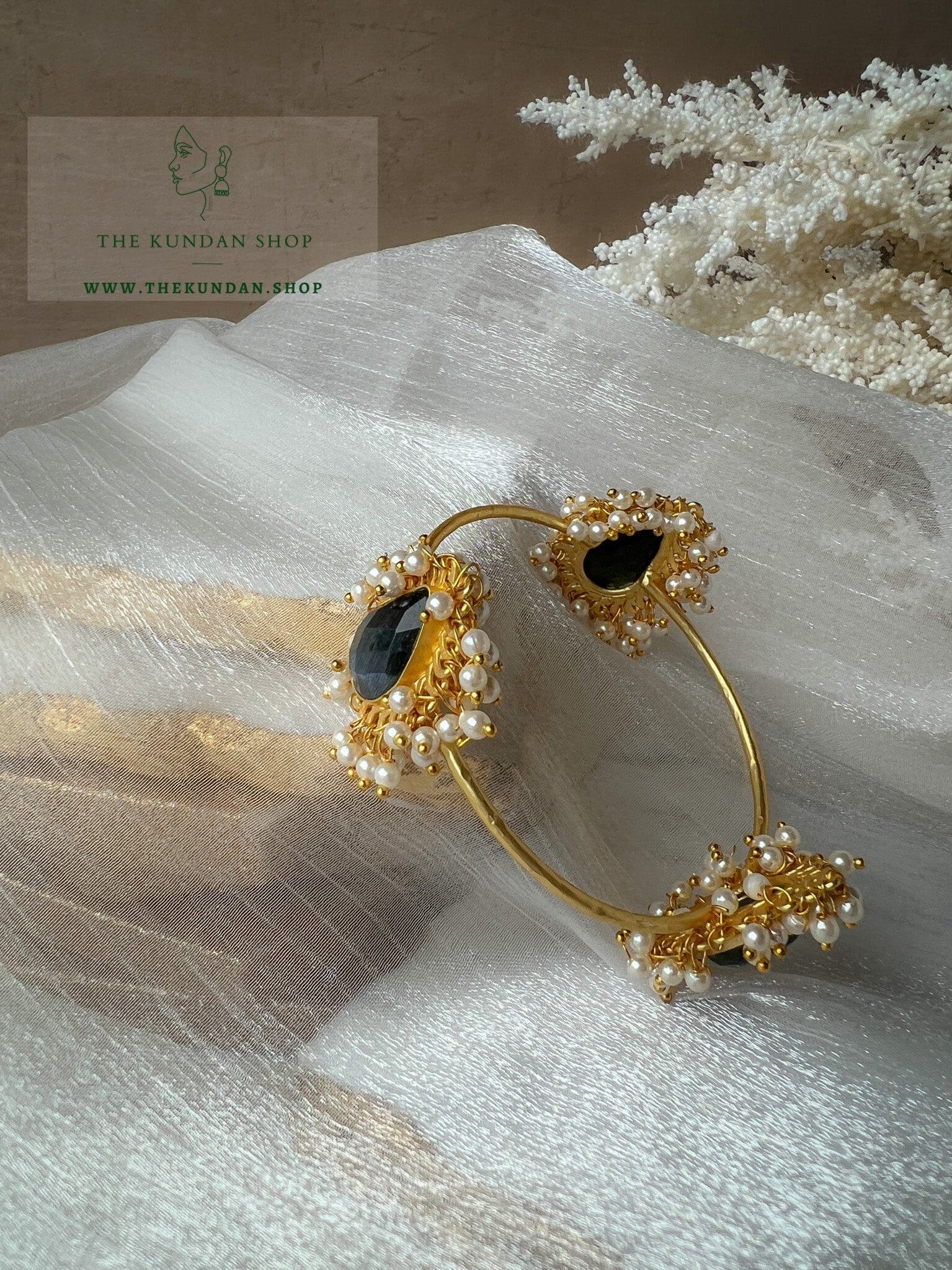 Black Tones & Pearl Cuff Bangles THE KUNDAN SHOP 