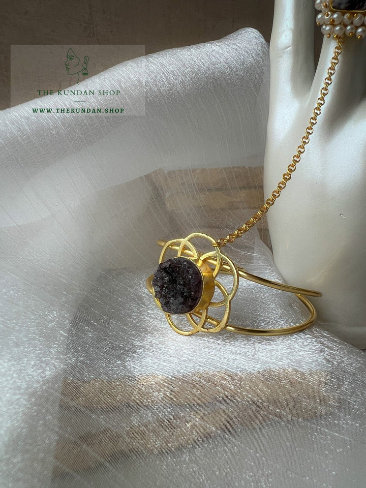 Stones in Grey-Black // Bracelet + Ring Combo Bangles THE KUNDAN SHOP 