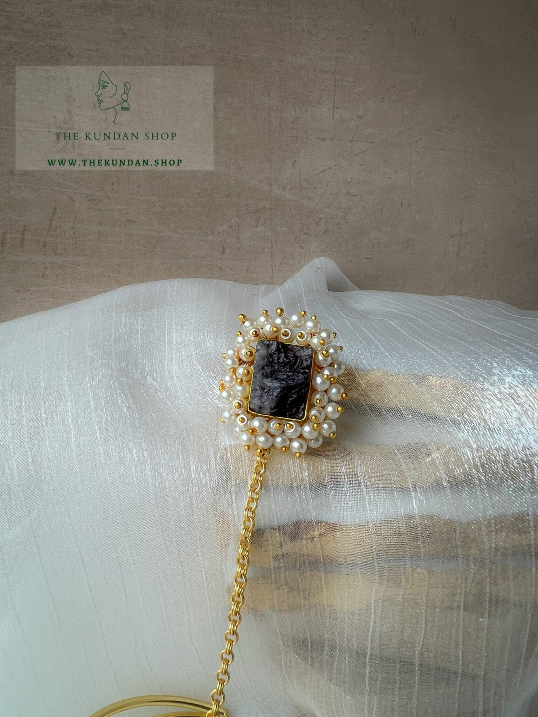 Stones in Grey-Black // Bracelet + Ring Combo Bangles THE KUNDAN SHOP 