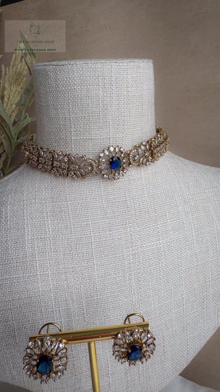 Aurora in Champagne // Sapphire Blue Necklace Sets THE KUNDAN SHOP 