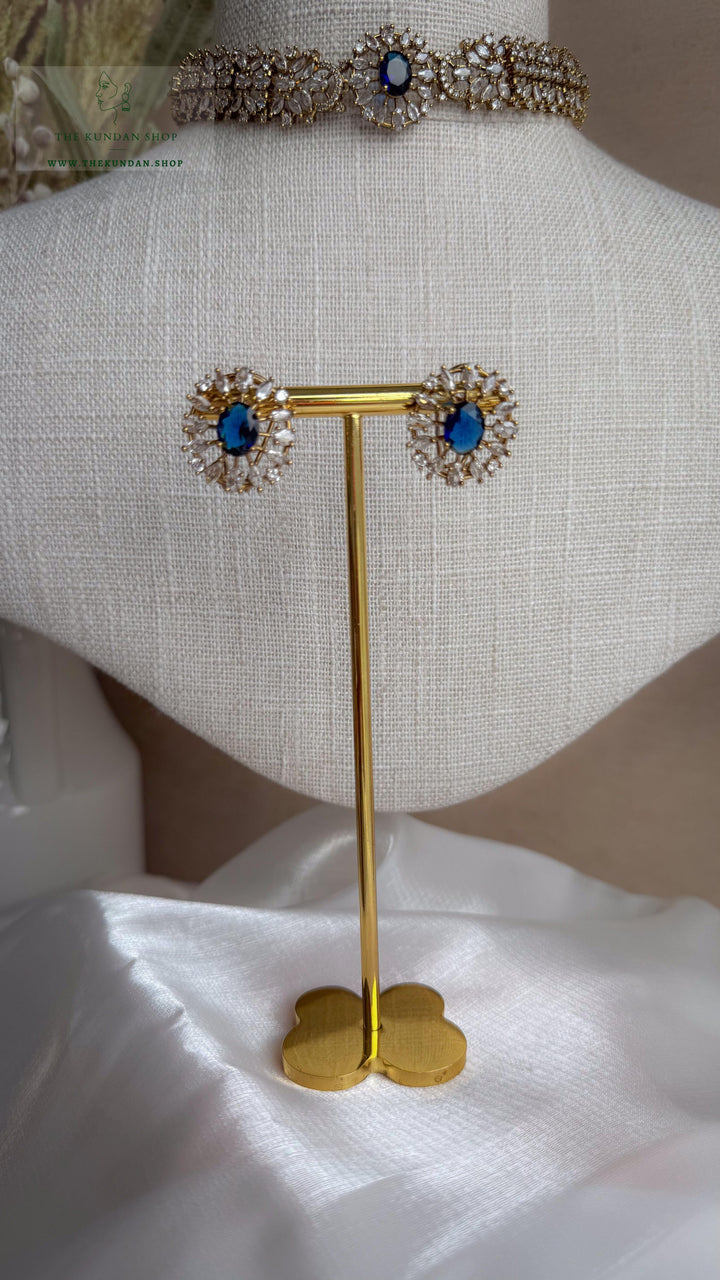 Aurora in Champagne // Sapphire Blue Necklace Sets THE KUNDAN SHOP 