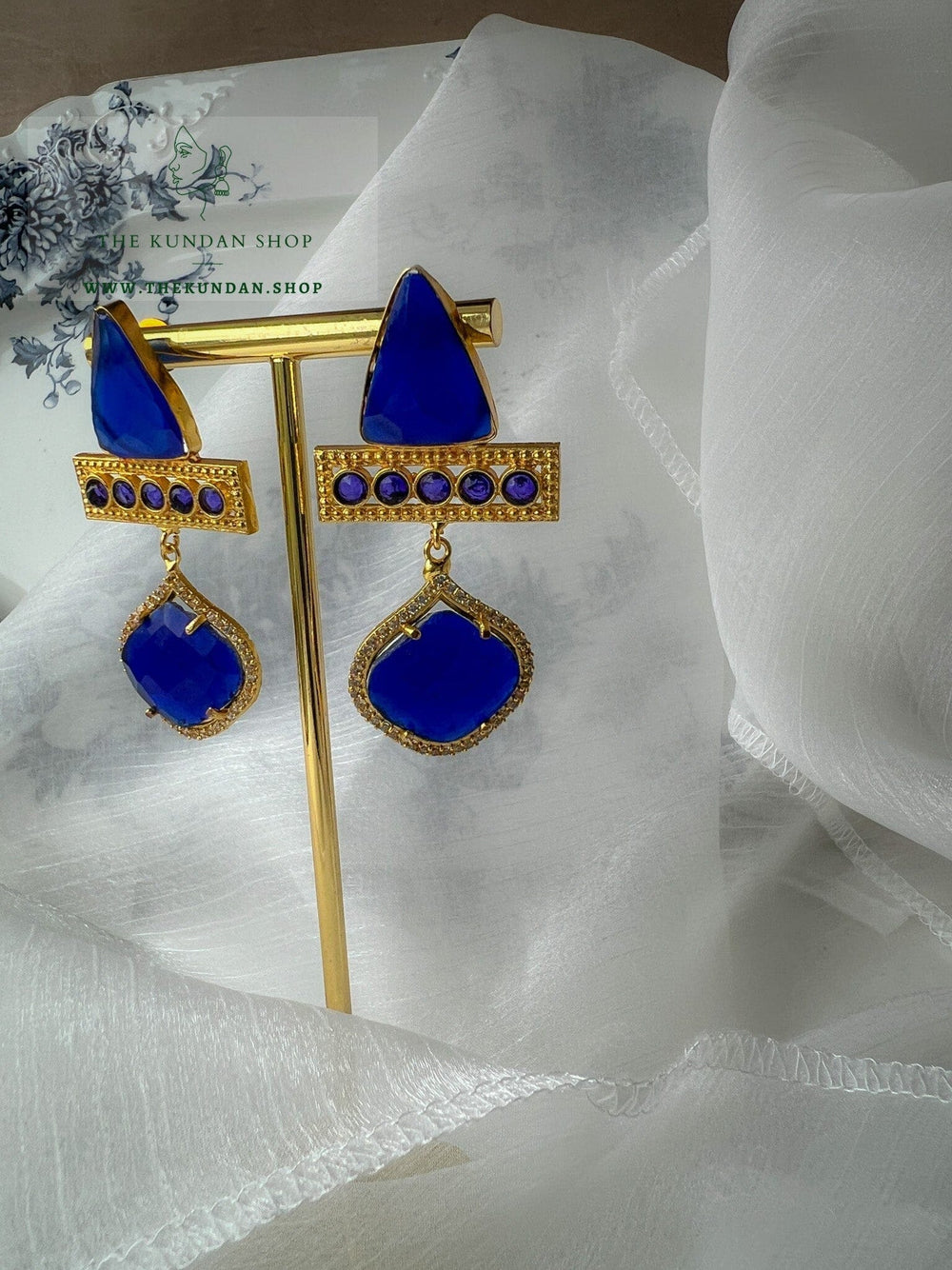 Anchored in Blue Earrings THE KUNDAN SHOP 