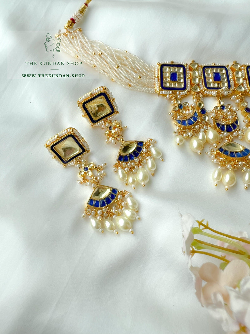 Storm Clouds in Blue Necklace Sets THE KUNDAN SHOP 