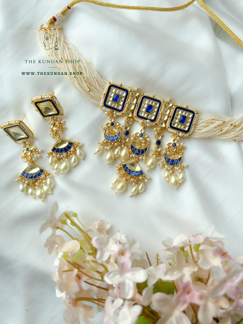 Storm Clouds in Blue Necklace Sets THE KUNDAN SHOP 