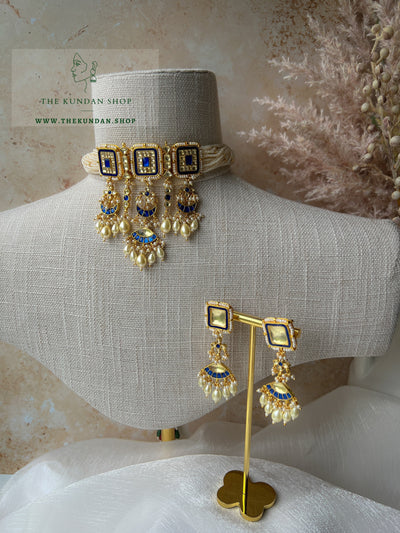Storm Clouds in Blue Necklace Sets THE KUNDAN SHOP 