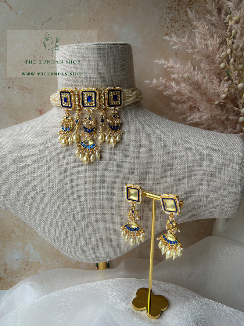 Storm Clouds in Blue Necklace Sets THE KUNDAN SHOP 