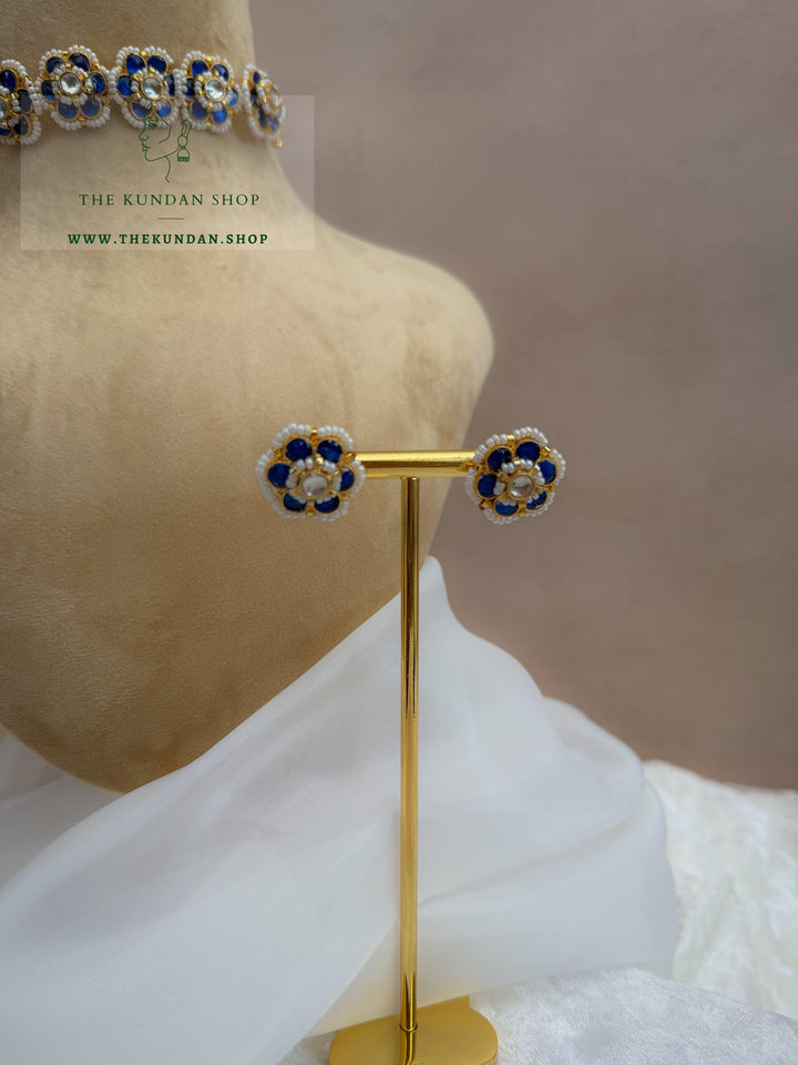 Botanic Kundan in Dark Blue Necklace Sets THE KUNDAN SHOP 