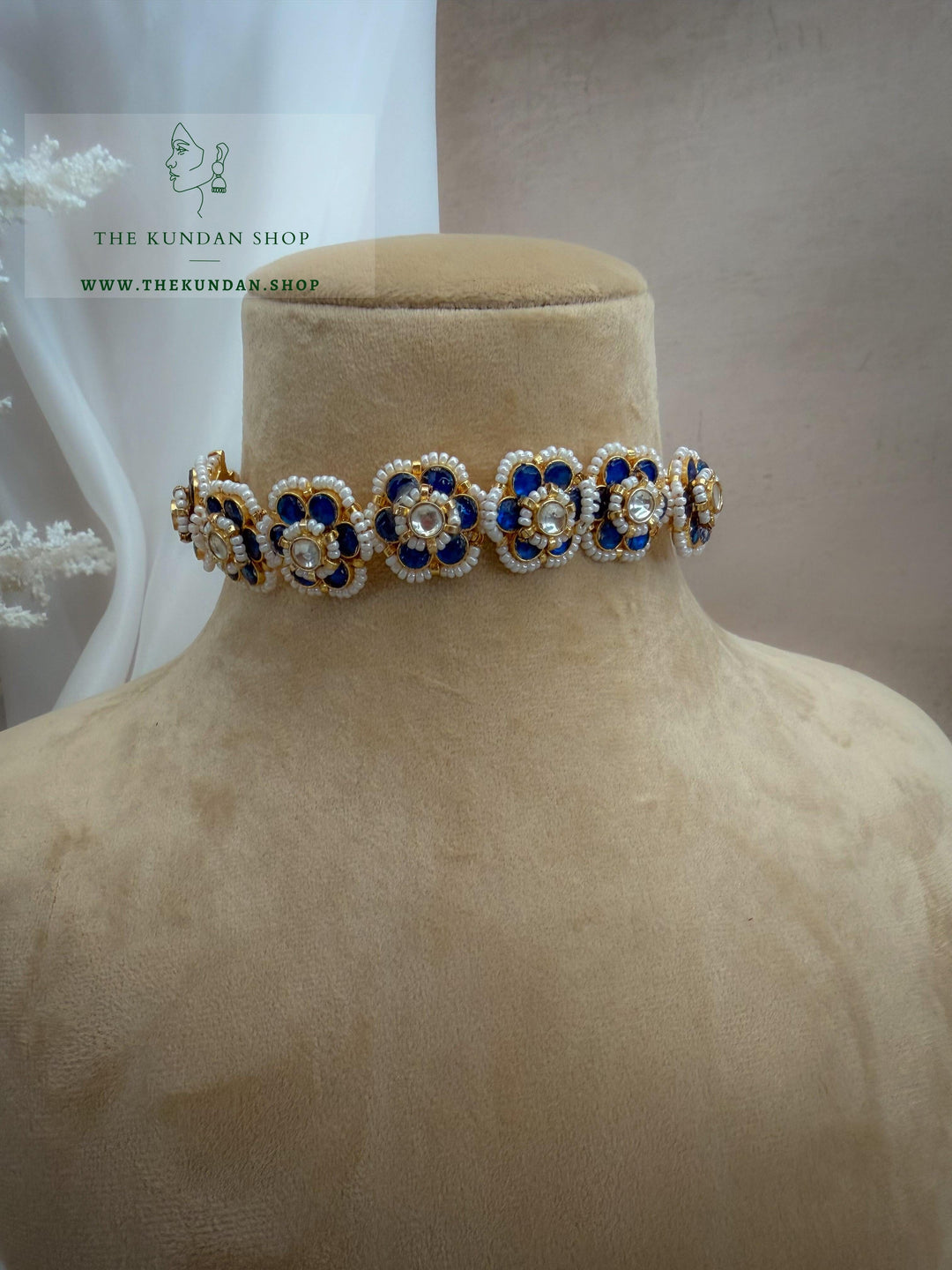 Botanic Kundan in Dark Blue Necklace Sets THE KUNDAN SHOP 