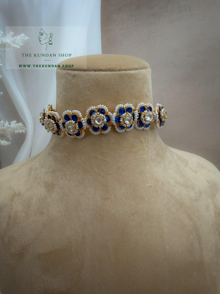 Botanic Kundan in Dark Blue Necklace Sets THE KUNDAN SHOP 
