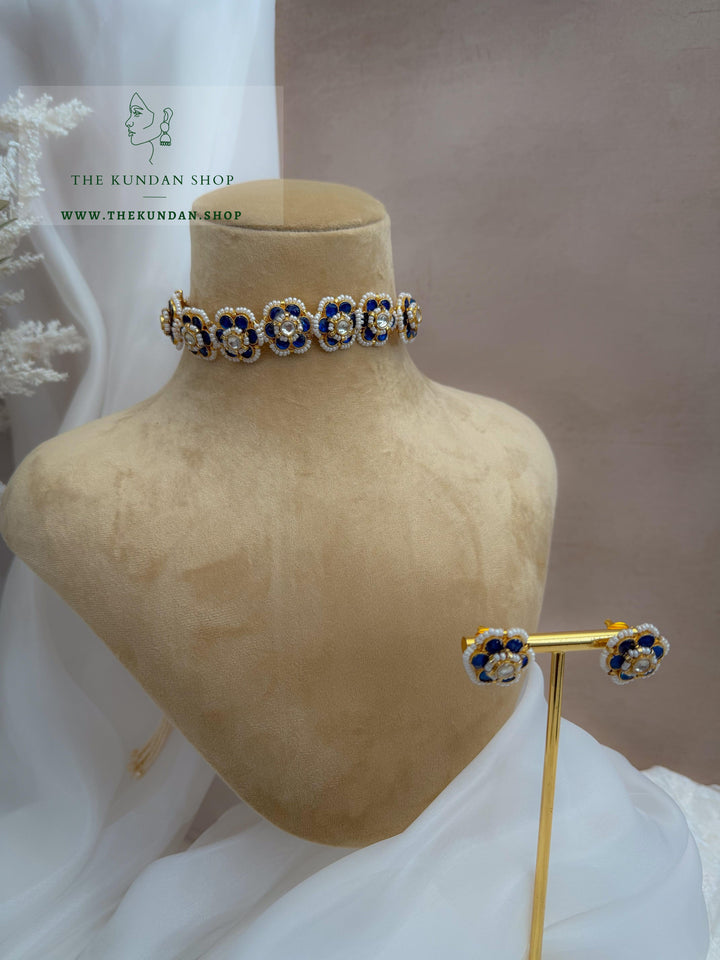 Botanic Kundan in Dark Blue Necklace Sets THE KUNDAN SHOP 