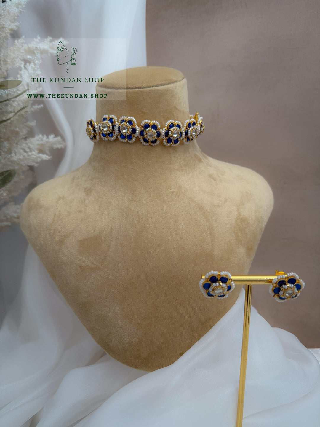 Botanic Kundan in Dark Blue Necklace Sets THE KUNDAN SHOP 